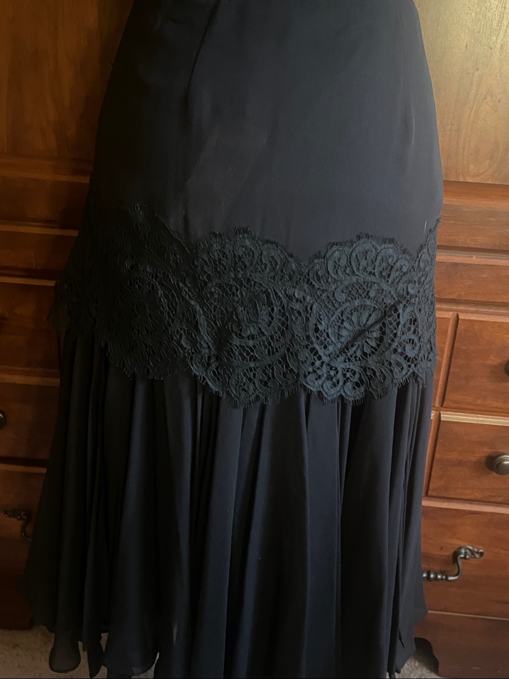 Dana Buchman Black Lace-Trim Maxi Skirt - Picture 2 of 6